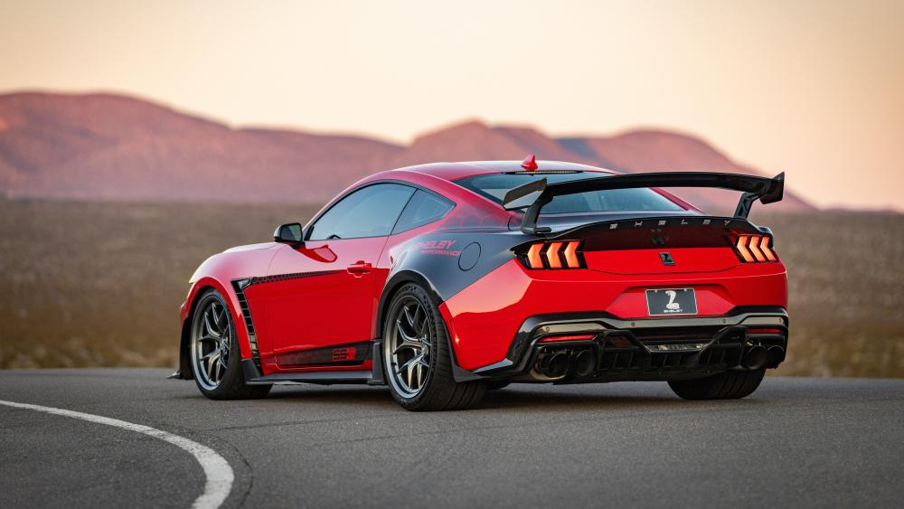 Red Shelby Mustang at Sunset wallpaper