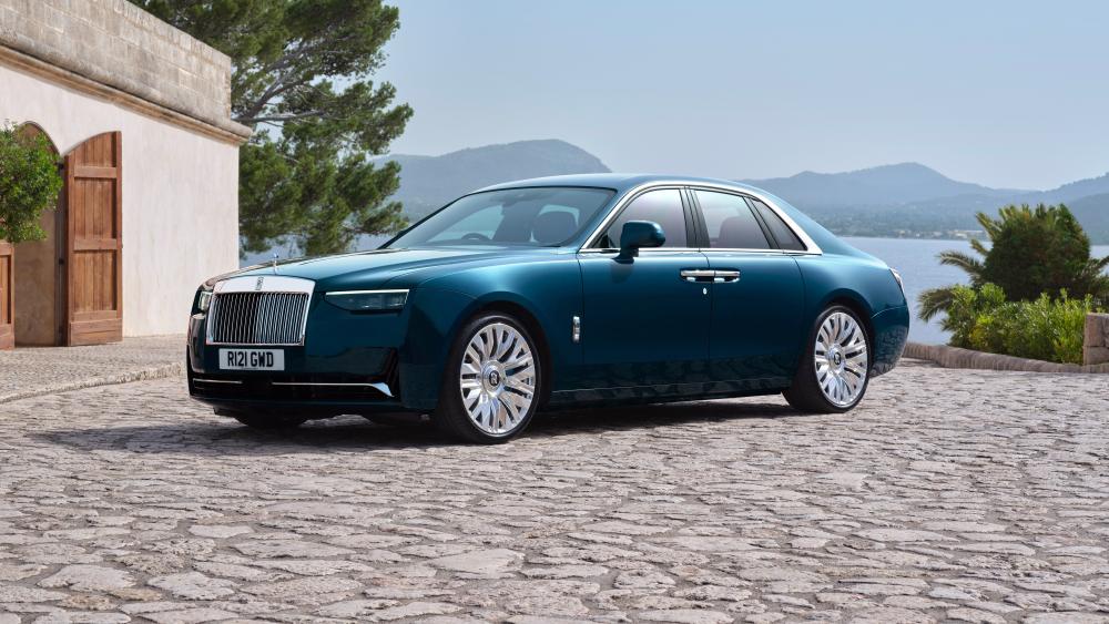 Elegant Rolls Royce Ghost by the Waterfront wallpaper