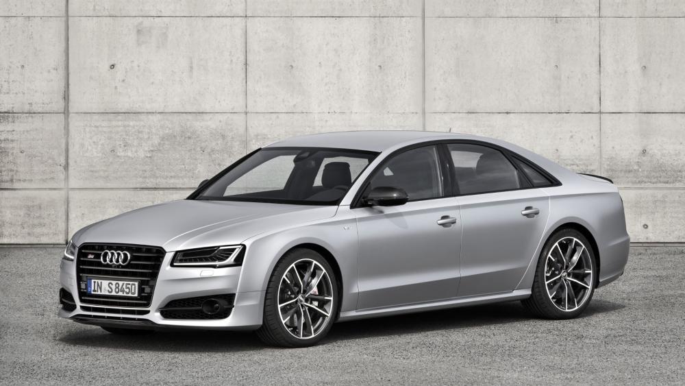 Silver Audi S8 Plus Luxury Sedan wallpaper
