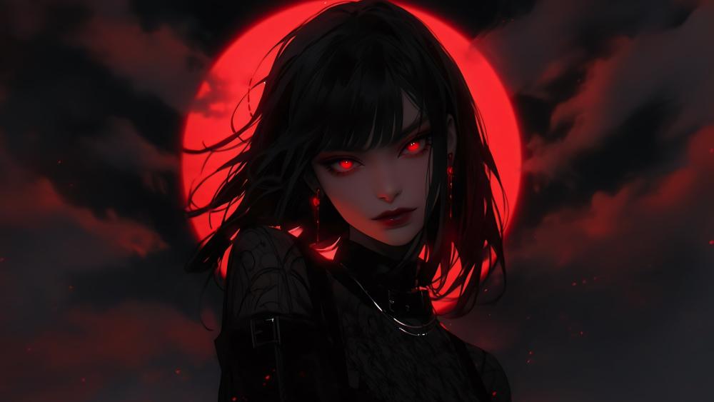 Crimson Moon Gothic Demoness wallpaper