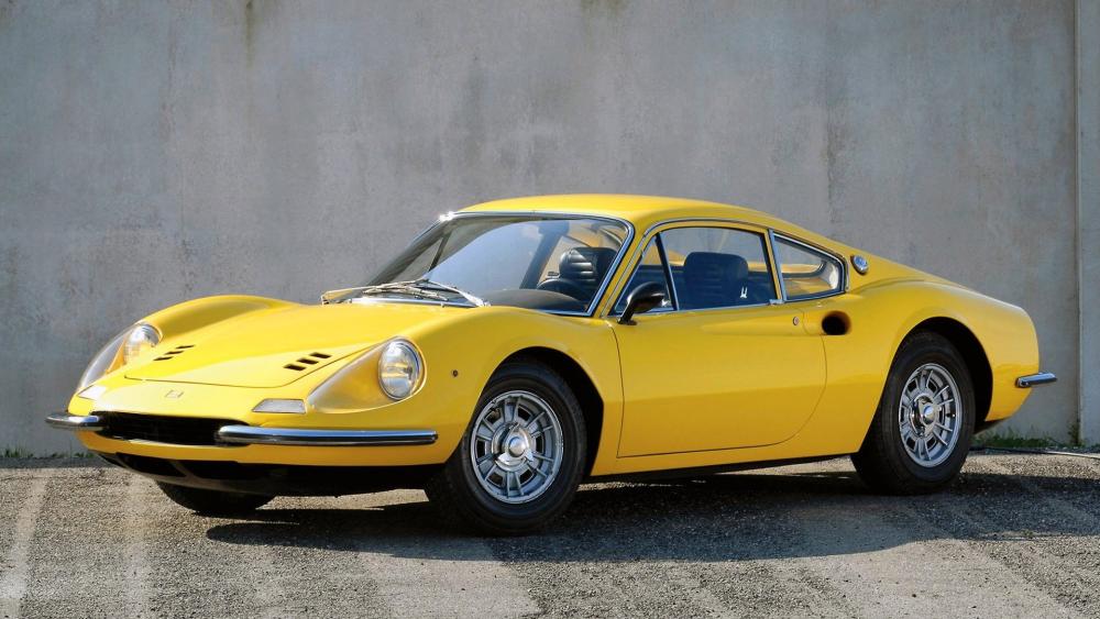 Classic Yellow Ferrari Dino Coupe wallpaper