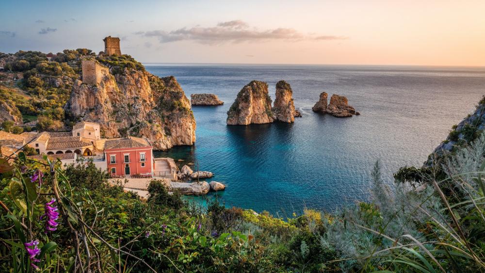 Sunset Over Tonnara di Scopello Seascape wallpaper