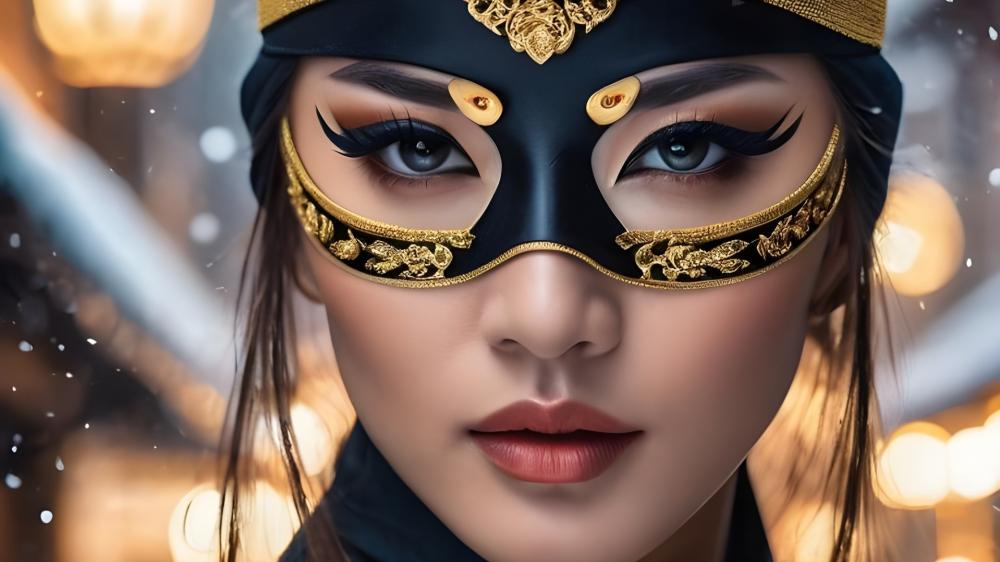 Elegant Masked Portrait wallpaper