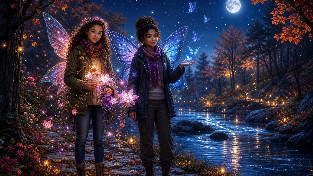 Moonlit Forest Fairies wallpaper