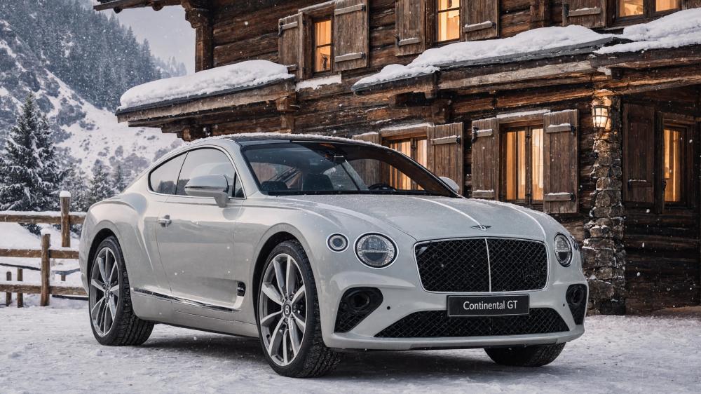 Alpine Bentley Luxury in Snowy Mountains wallpaper