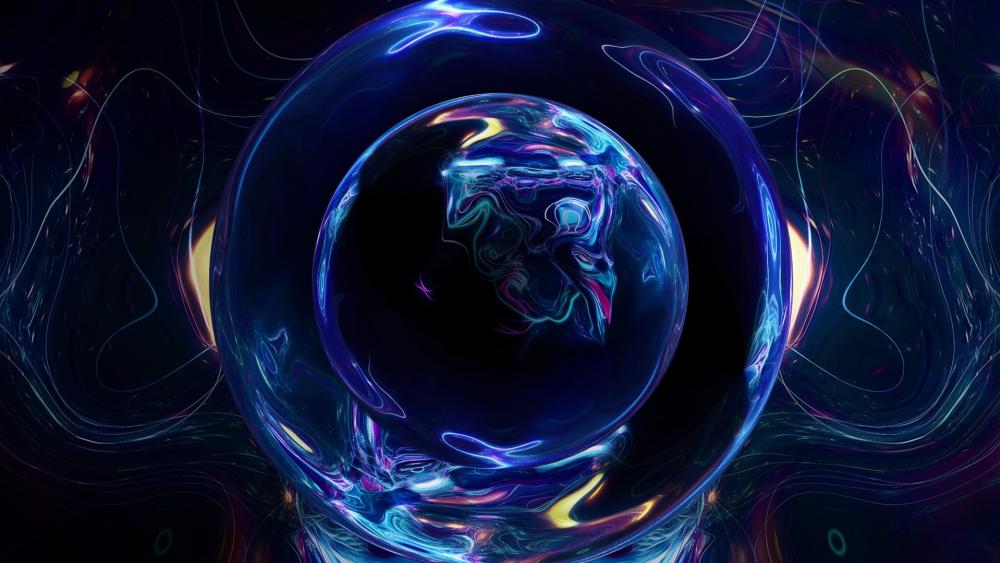 Mystical Neon Orb in a Futuristic Realm wallpaper