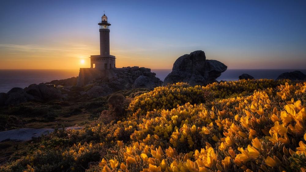 Golden Sunset at Punta Nariga Lighthouse wallpaper