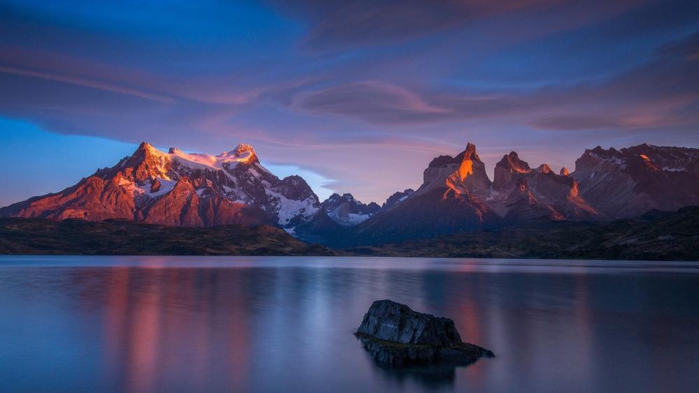 Patagonia Twilight Over Torres del Paine Peaks wallpaper