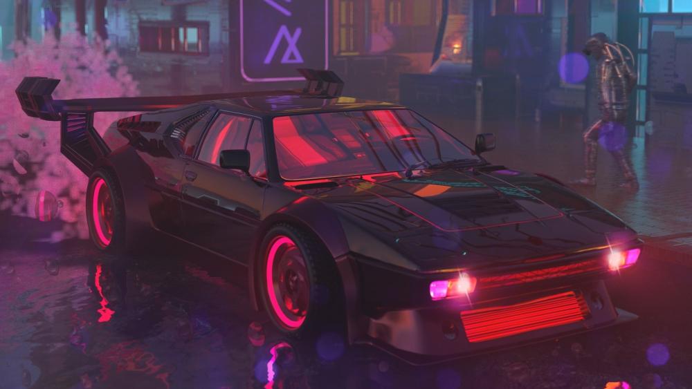 Neon BMW M1 Cyberpunk Drift wallpaper
