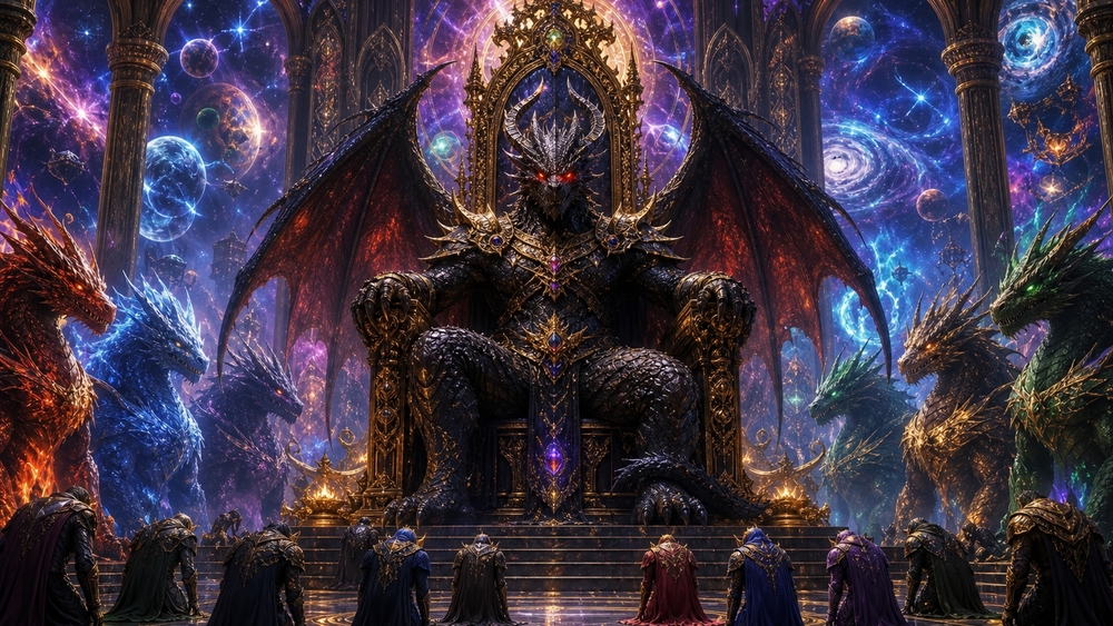 Dragon King of the Cosmic Throne wallpaper