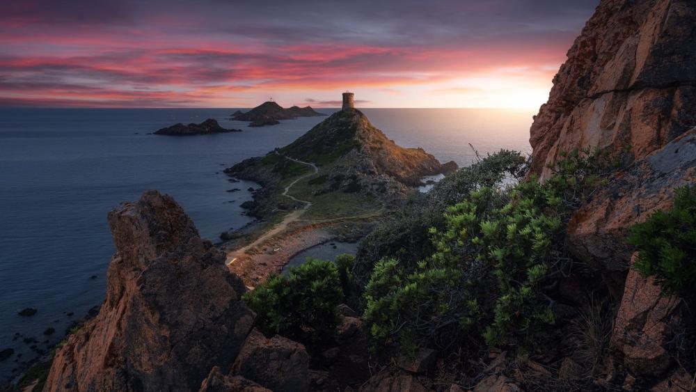 Corsican Sunset Over Sanguinaires Islands wallpaper