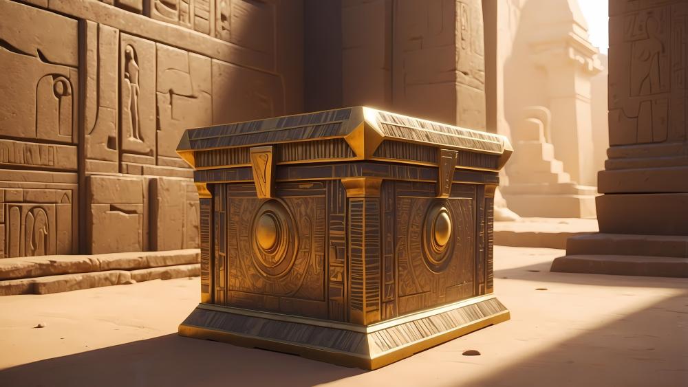 Golden Relic in Ancient Temple wallpaper