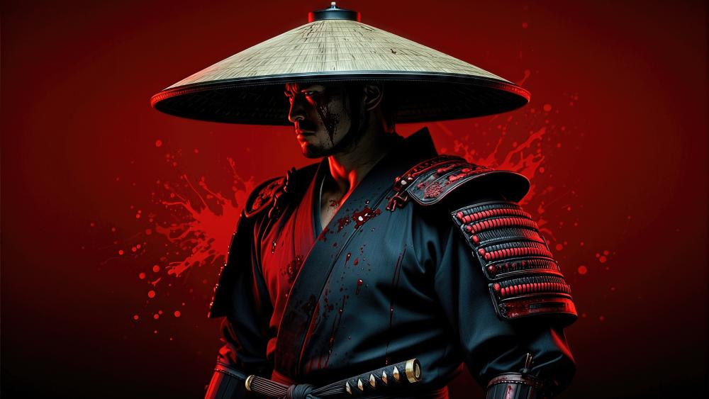 Shadow Ronin Under Blood Red Skies wallpaper