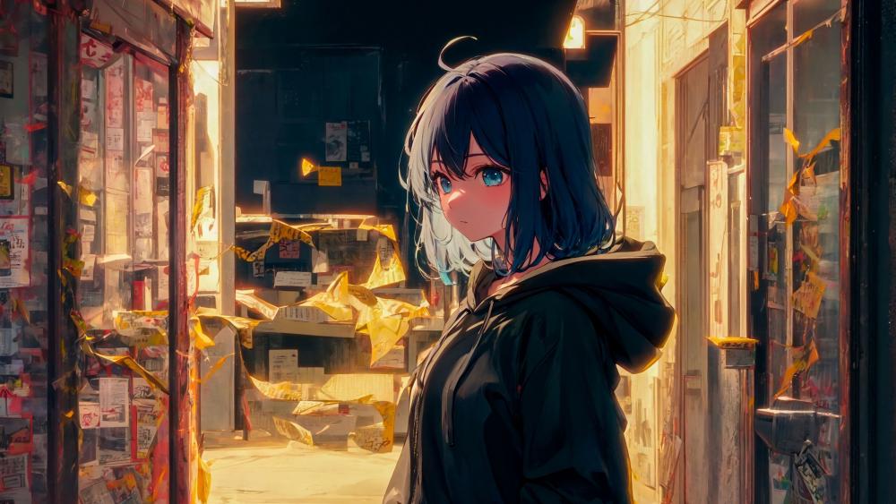 Neon Alley Anime Girl wallpaper