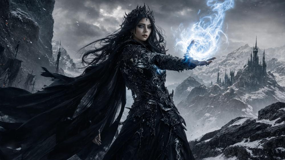 Gothic Ice Queen of the Frozen Realm wallpaper