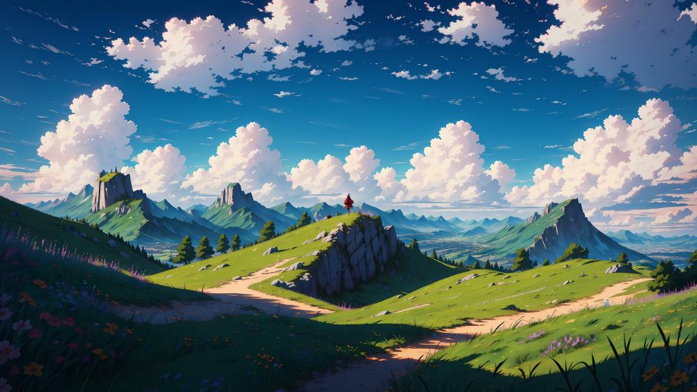 Peaceful Mountain Dreamscape wallpaper