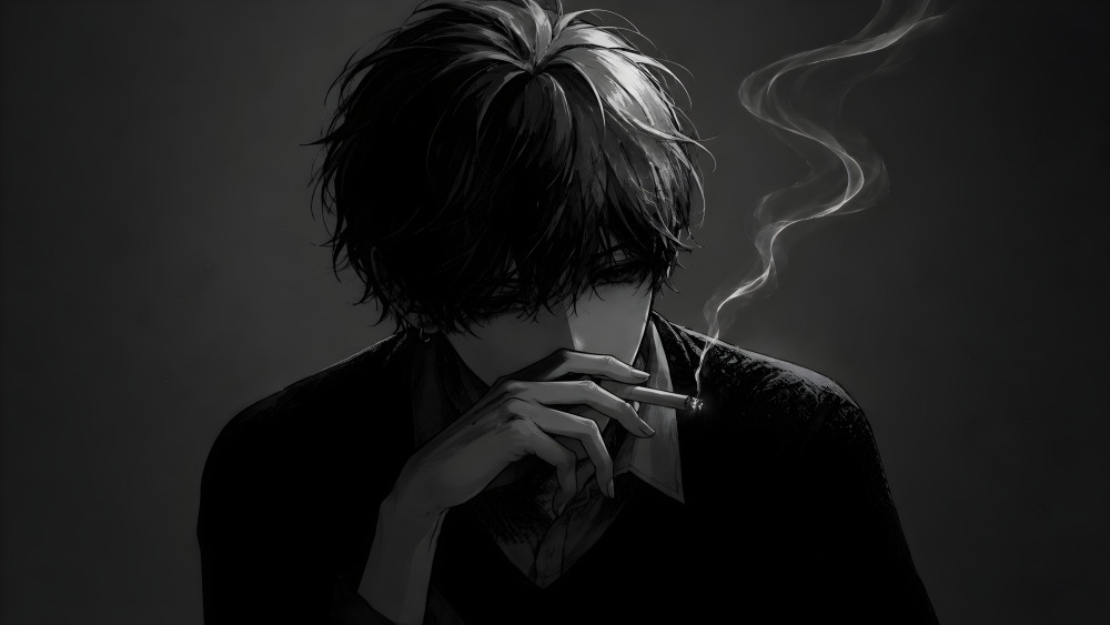 Melancholy Smoke in Monochrome Twilight wallpaper