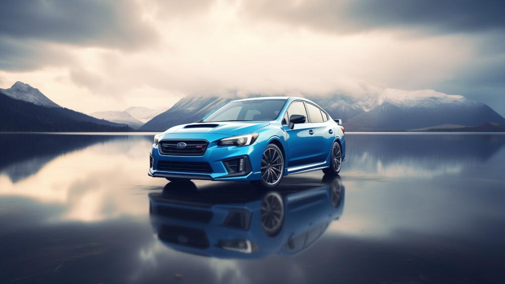 Subaru Sports Sedan Mountain Reflection wallpaper