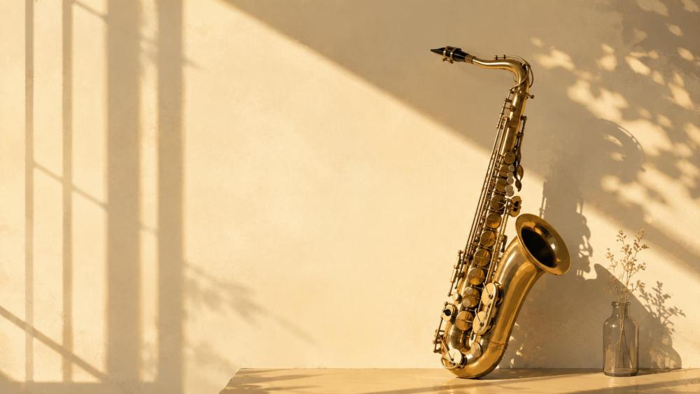Golden Saxophone Serenity wallpaper