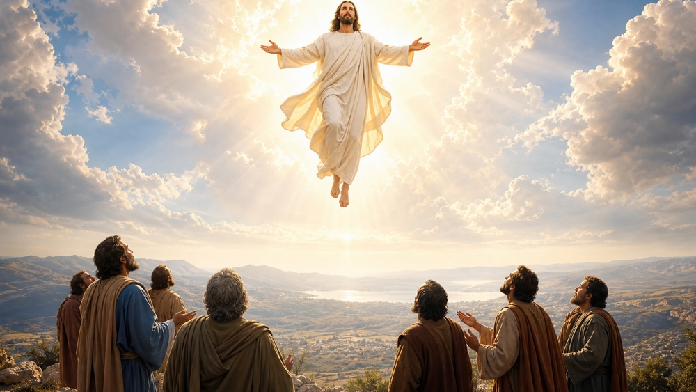 Ascension of Christ in Radiant Heaven wallpaper