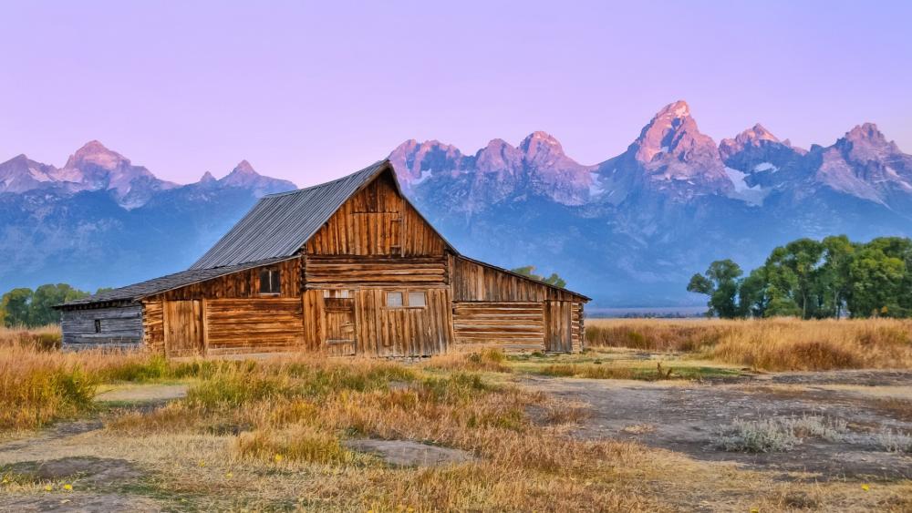 Majestic Sunrise at T.A. Moulton Barn in Wyoming wallpaper