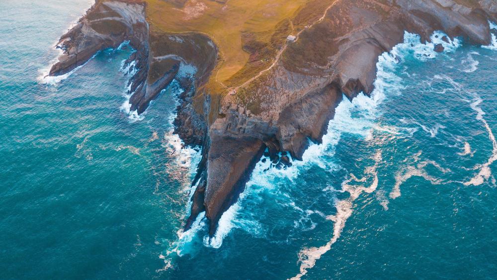 Cabo Menor Coastal Cliffs Over Blue Atlantic wallpaper