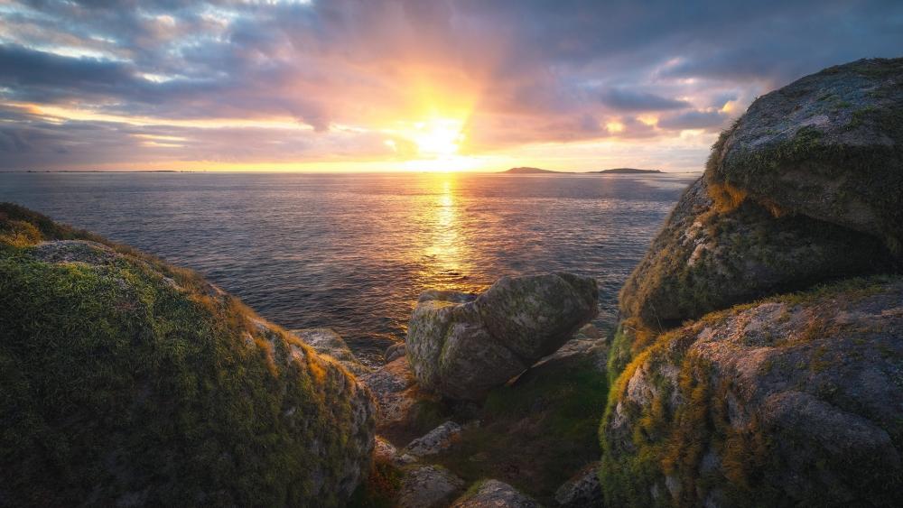 Mossy Cliffs at Sunset wallpaper