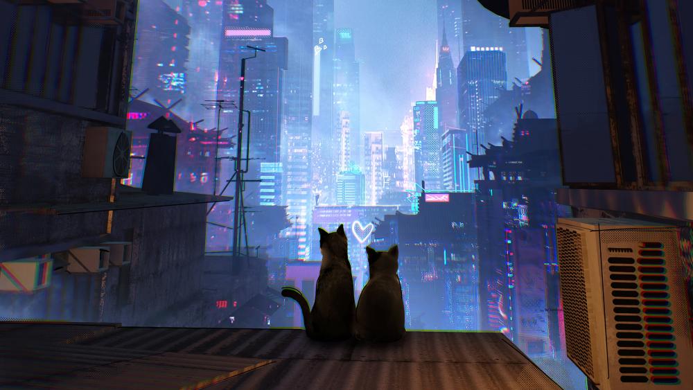 Feline Dreamscape wallpaper