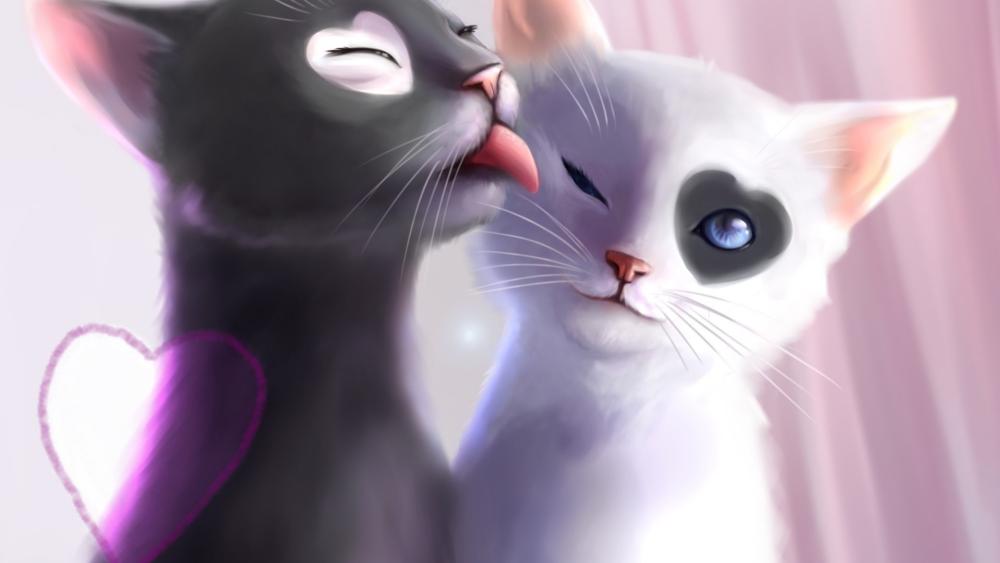Romantic Cats in Love wallpaper