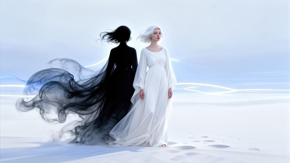 Ethereal Duality of Light and Shadow wallpaper