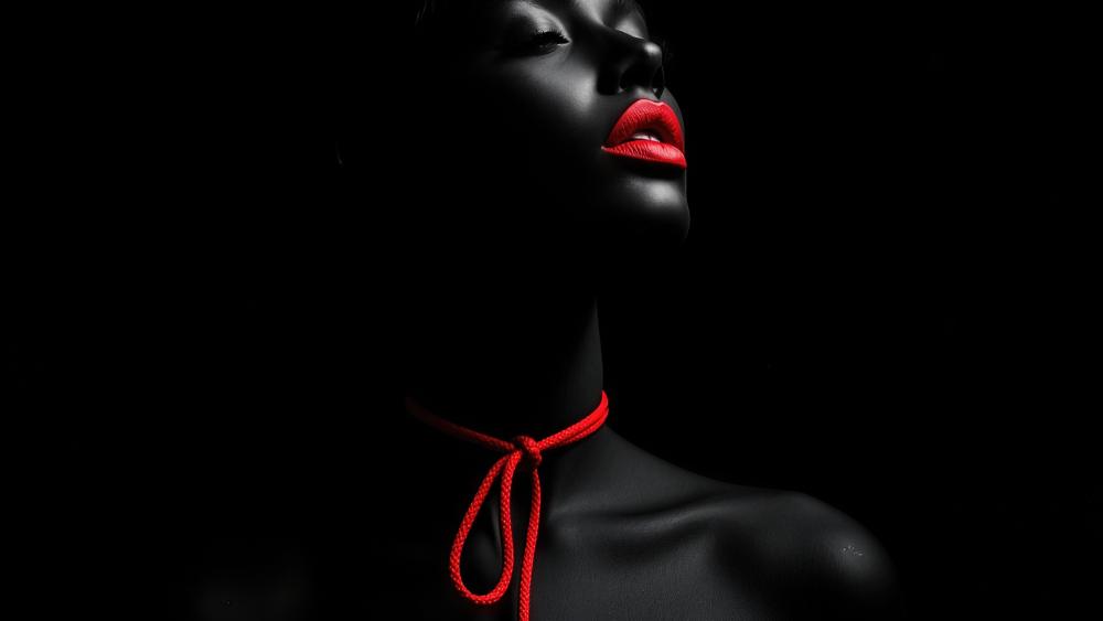 Elegant Red Lips in Shadow wallpaper