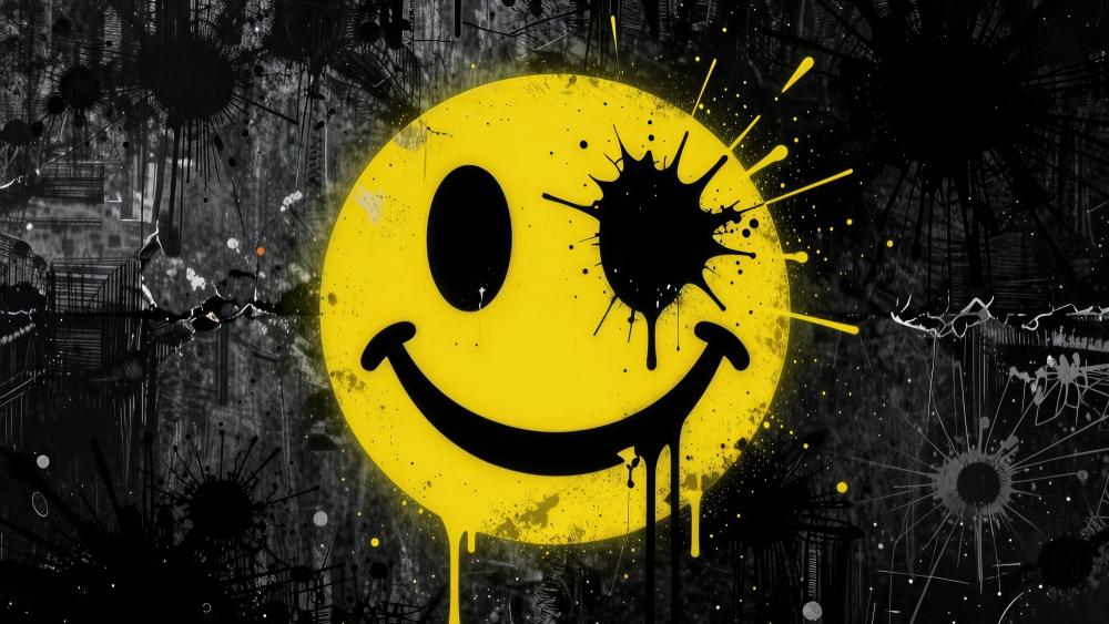 Broken Smiley in Graffiti Shadows wallpaper