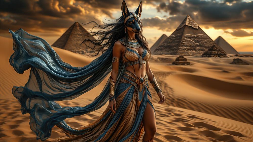 Mystic Anubis Guardian of the Pyramids wallpaper