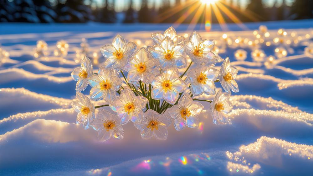 Crystal Blossoms in Winter Glow wallpaper