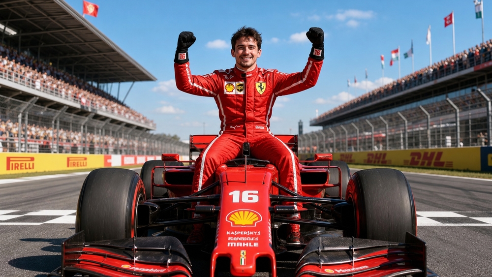 Ferrari Victory Celebration on the Finish Line wallpaper