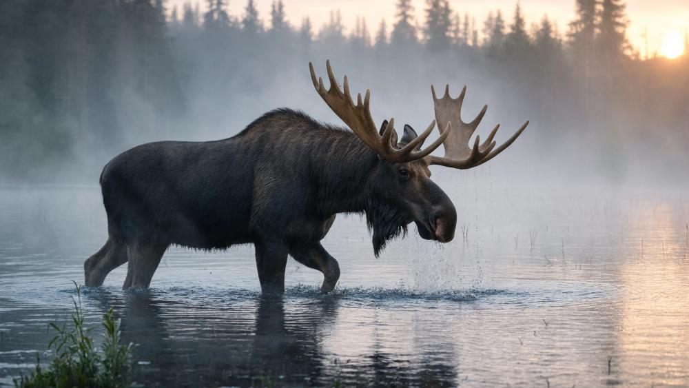 Majestic Moose at Sunrise wallpaper