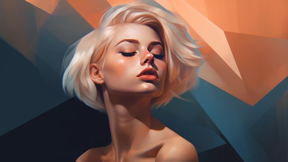 Geometric Portrait of a Blonde Woman wallpaper