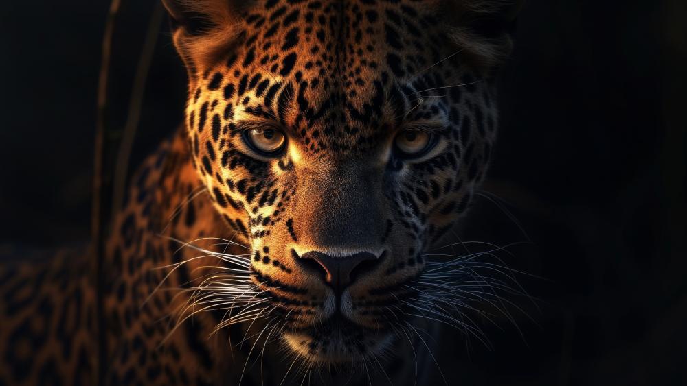 Stealthy Leopard Gaze wallpaper