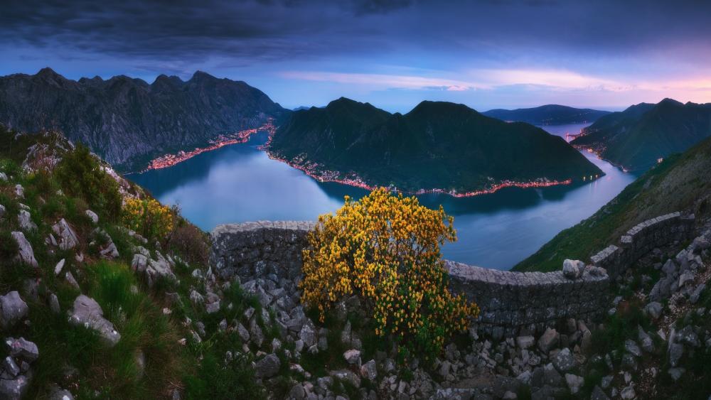 Dusk Over Bay of Kotor wallpaper