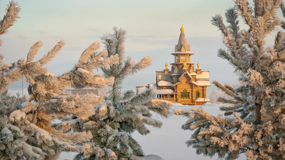 Old wooden churches in Novosibirsk, Russia wallpaper
