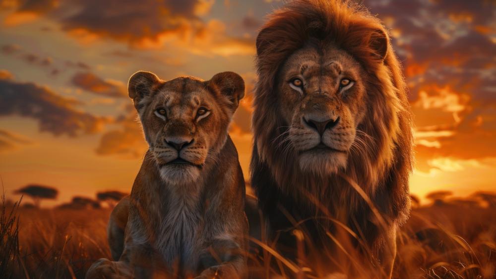 Golden Lions at Sunset wallpaper