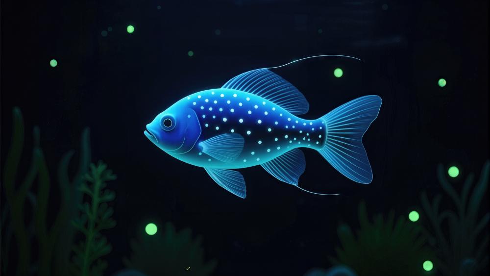 Neon Bioluminescent Fish Drift wallpaper