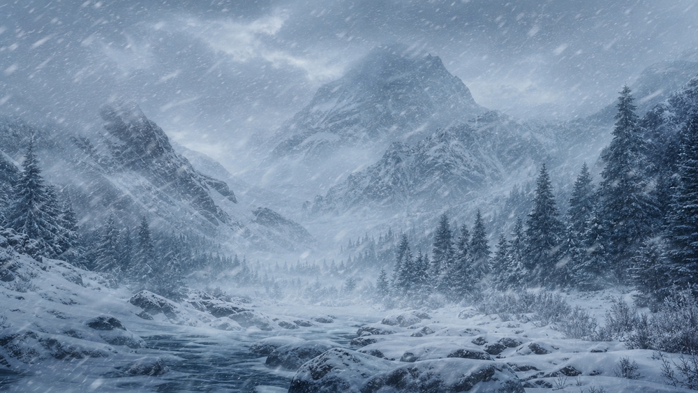 Frozen Mountain Storm wallpaper