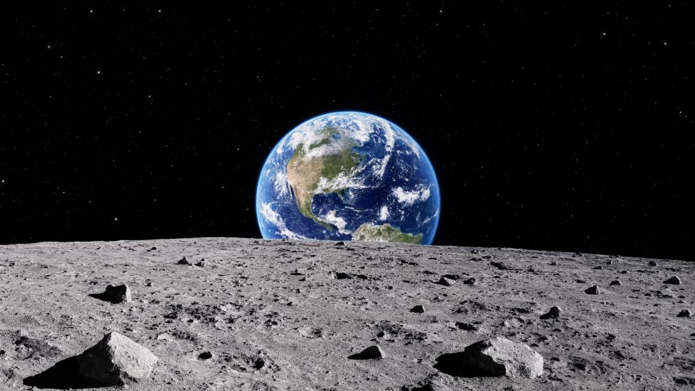 Silent Earthrise Over Lunar Horizon wallpaper