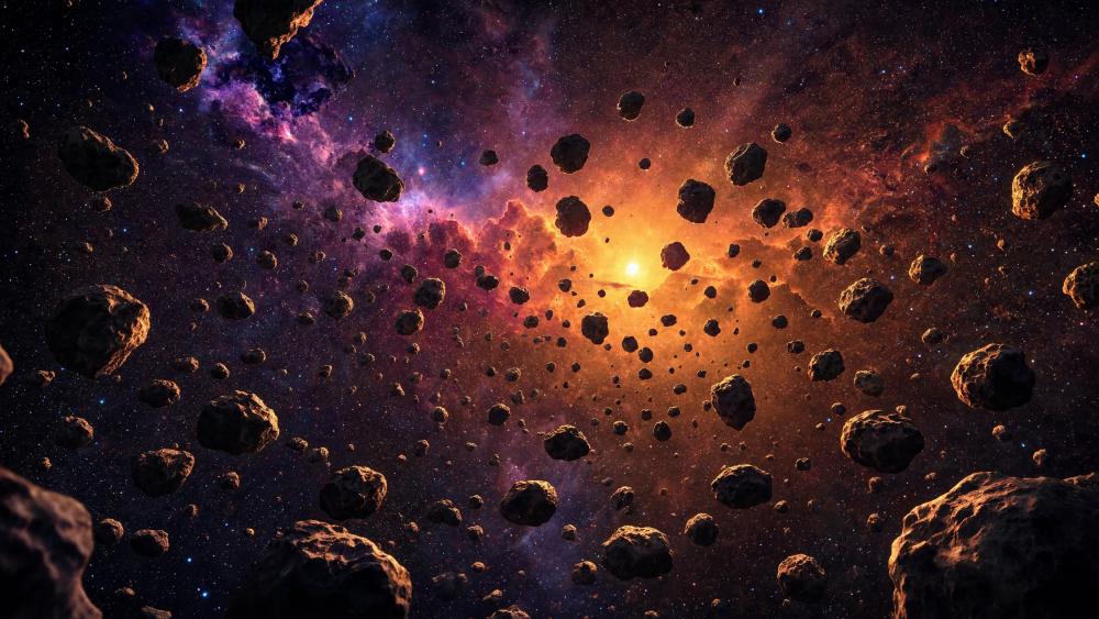 Radiant Asteroid Drift wallpaper