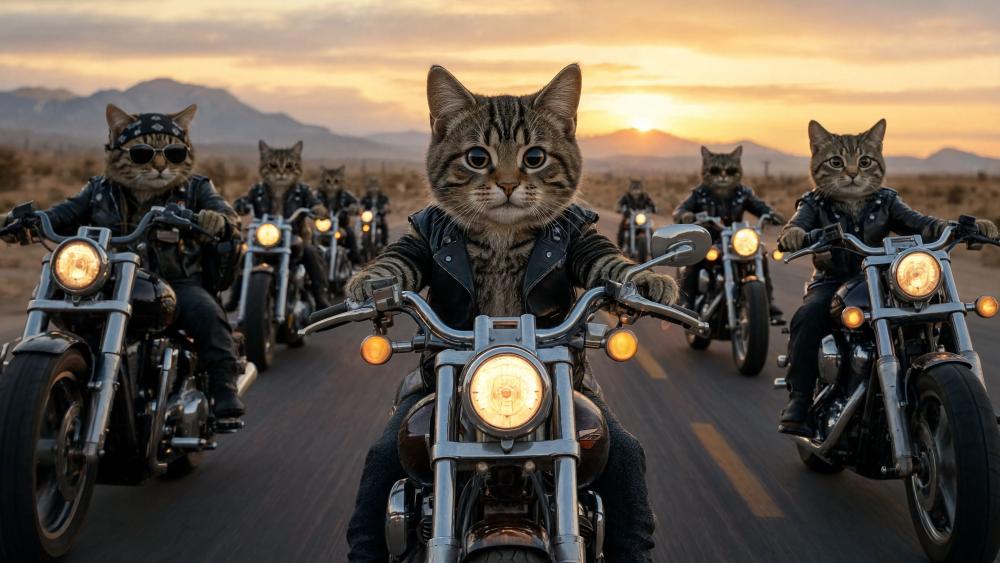 Kitty Biker Gang wallpaper
