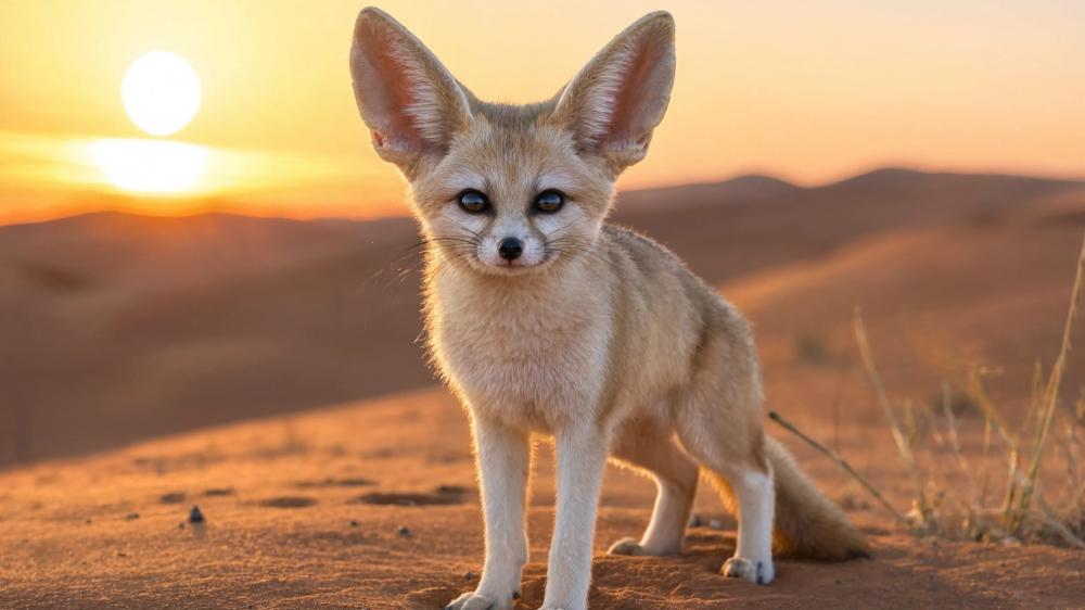 Desert Sunset Fennec Fox wallpaper