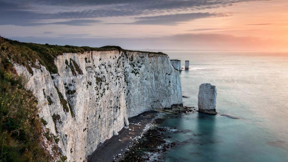 Sunset Over Old Harry Rocks wallpaper