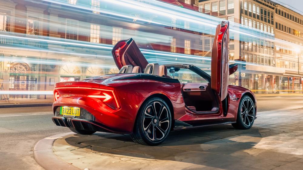 Red MG Cyberster in Urban Motion wallpaper