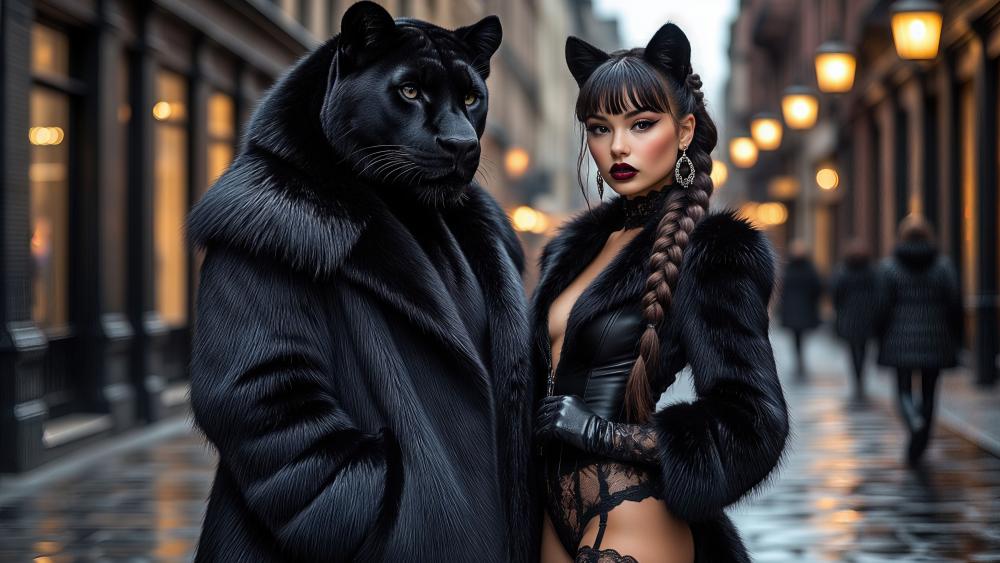 Gothic Panther Street Glam wallpaper